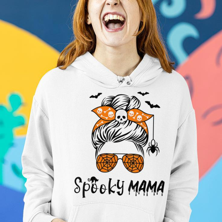 Messy Bun Spooky Mama Mom Funny Halloween Costume Skull Women Hoodie Gifts for Her