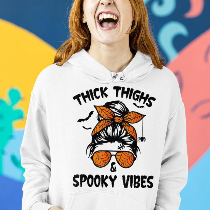 Messy Bun Thick Thighs And Spooky Vibes Halloween Women Women Hoodie Gifts for Her