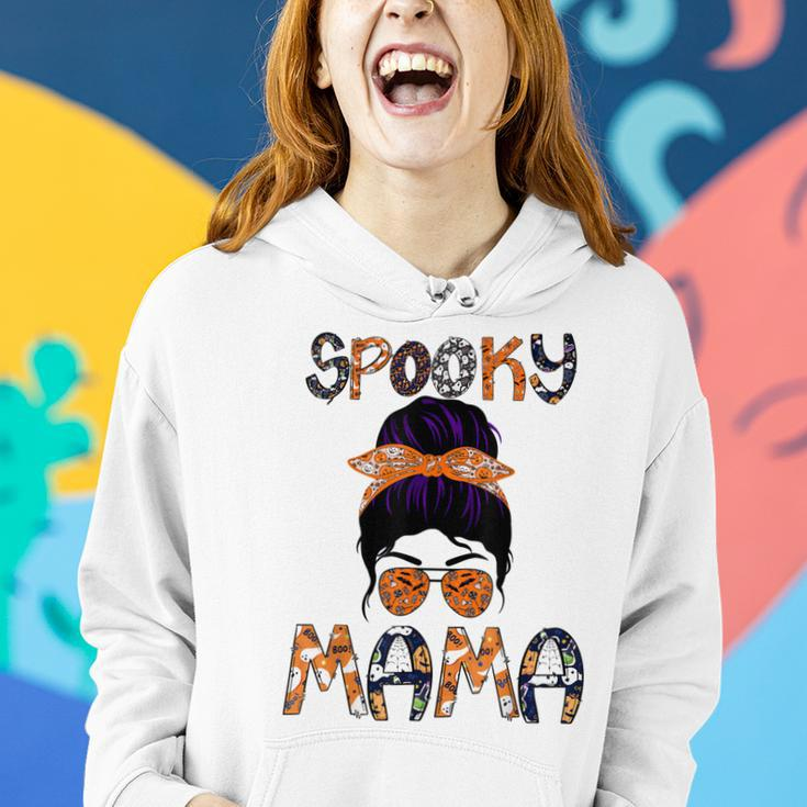 Messy Hair Bun Women Spooky Mama Halloween Funny Costume Women Hoodie Gifts for Her
