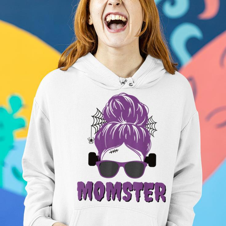 Momster Frankenstein Messy Bun Funny Mom Halloween Costume Women Hoodie Gifts for Her