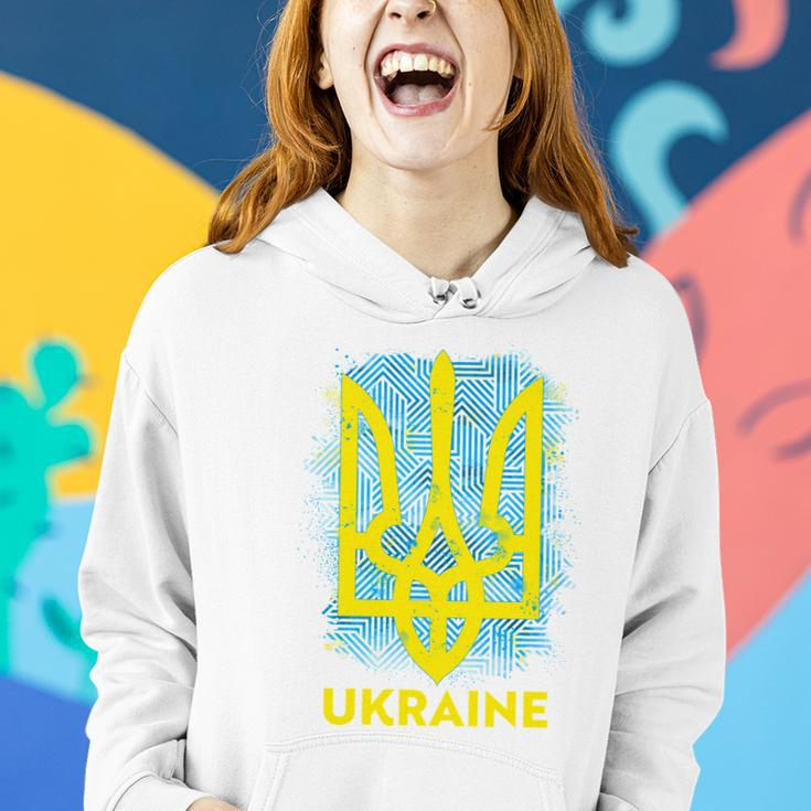 Painted Distressed Pattern Ukraine Coat Of Arms Flag Women Hoodie Gifts for Her