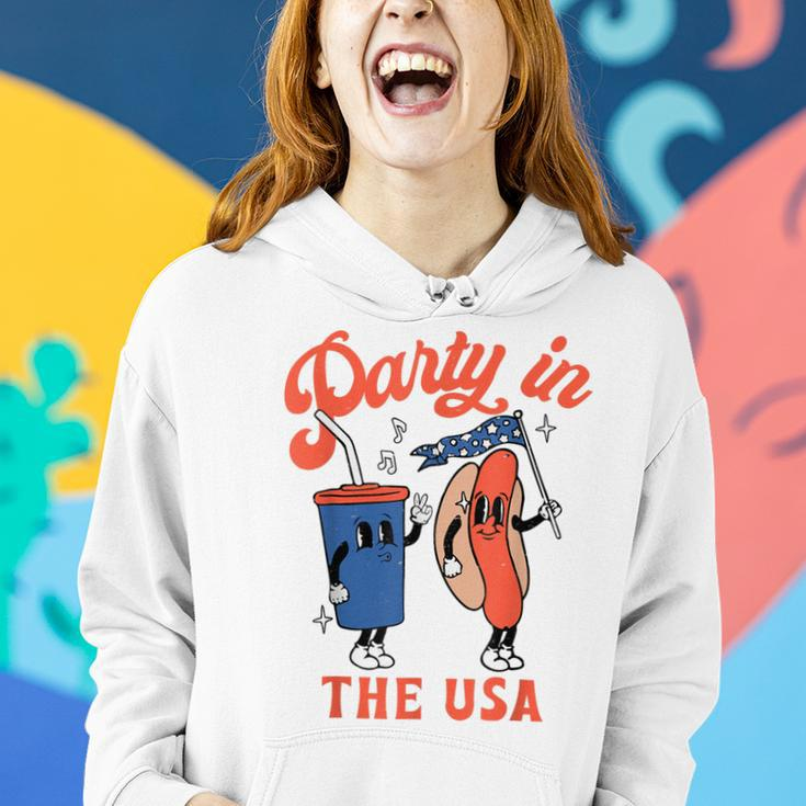 Party In The Usa Hot Dog Kids Funny Fourth Of July Women Hoodie Gifts for Her