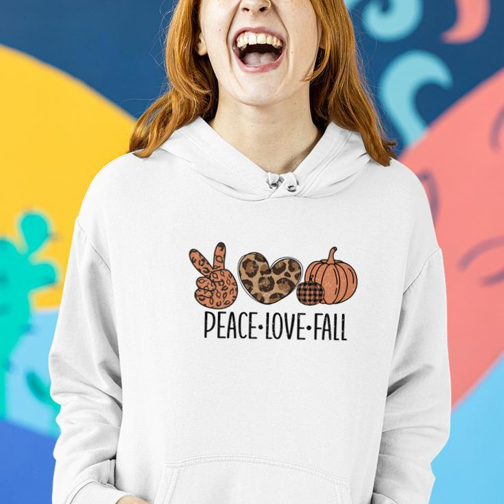Peace Love Fall Leopard Heart Pumpkin Women Hoodie Graphic Print Hooded Sweatshirt Gifts for Her