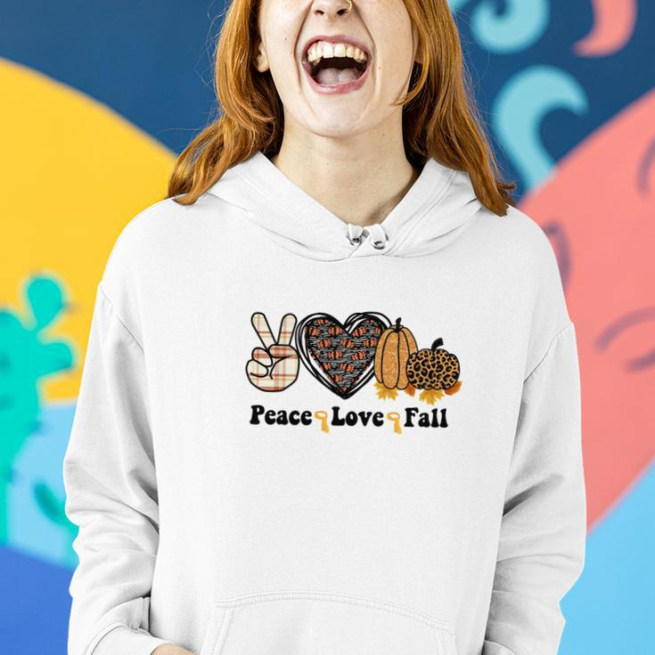 Peace Love Fall Pumpkin Heart Women Hoodie Graphic Print Hooded Sweatshirt Gifts for Her