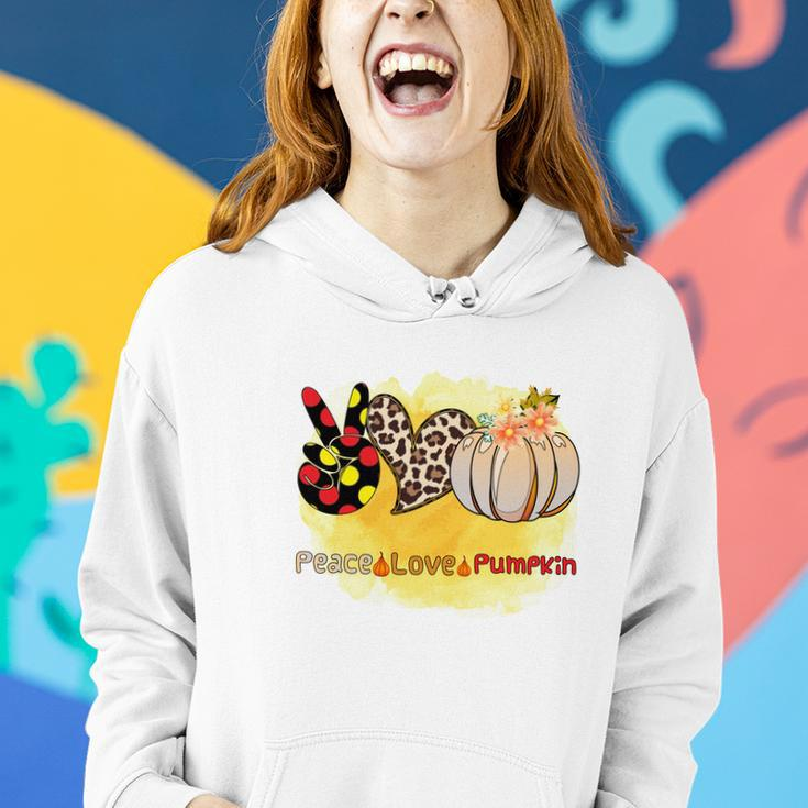 Peace Love Pumpkin Fall Season Gift Idea Women Hoodie Graphic Print Hooded Sweatshirt Gifts for Her