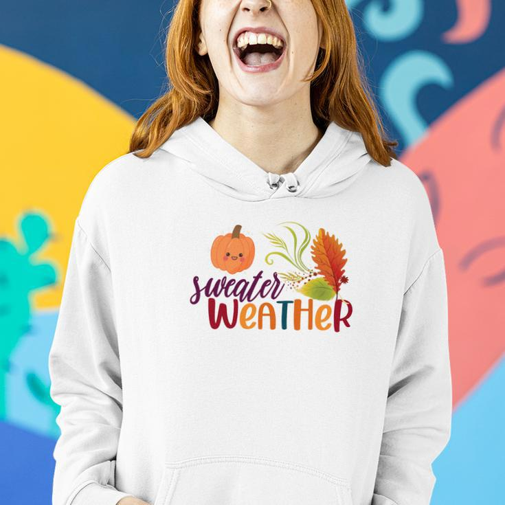 Pumpkin Sweater Weather Fall Women Hoodie Graphic Print Hooded Sweatshirt Gifts for Her