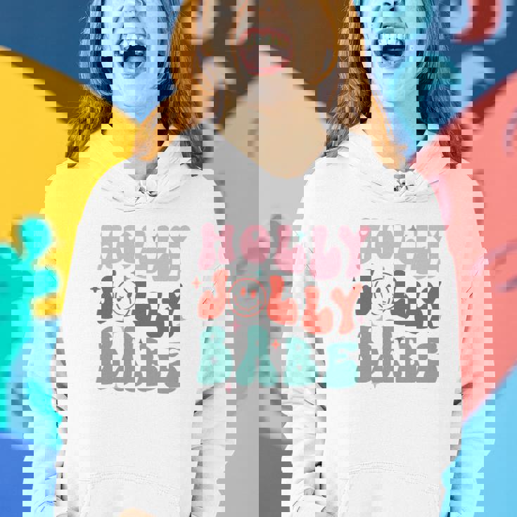 Retro Christmas Holly Jolly Babe V2 Women Hoodie Graphic Print Hooded Sweatshirt Gifts for Her