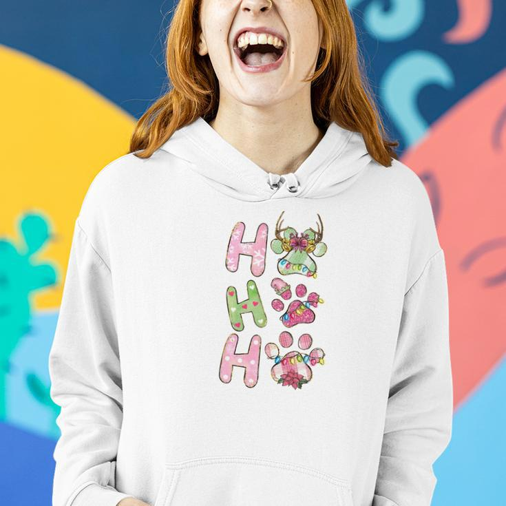 Retro Ho Ho Ho Paws Christmas Pet Lovers Christmas Women Hoodie Graphic Print Hooded Sweatshirt Gifts for Her