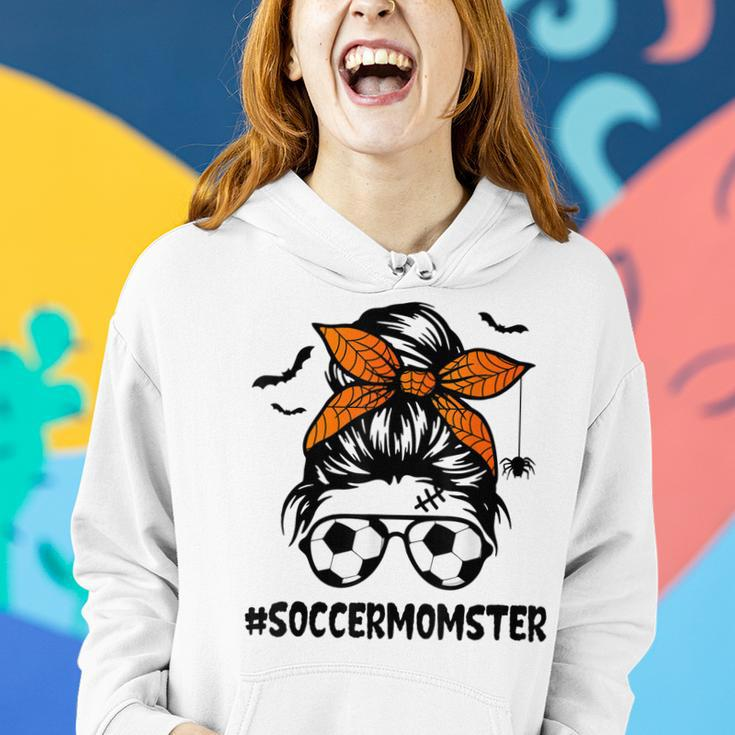 Soccer Momster For Women Halloween Mom Messy Bun Hair Women Hoodie Gifts for Her