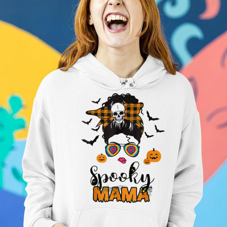 Spooky Mama Messy Bun For Halloween Messy Bun Mom Monster V2 Women Hoodie Gifts for Her