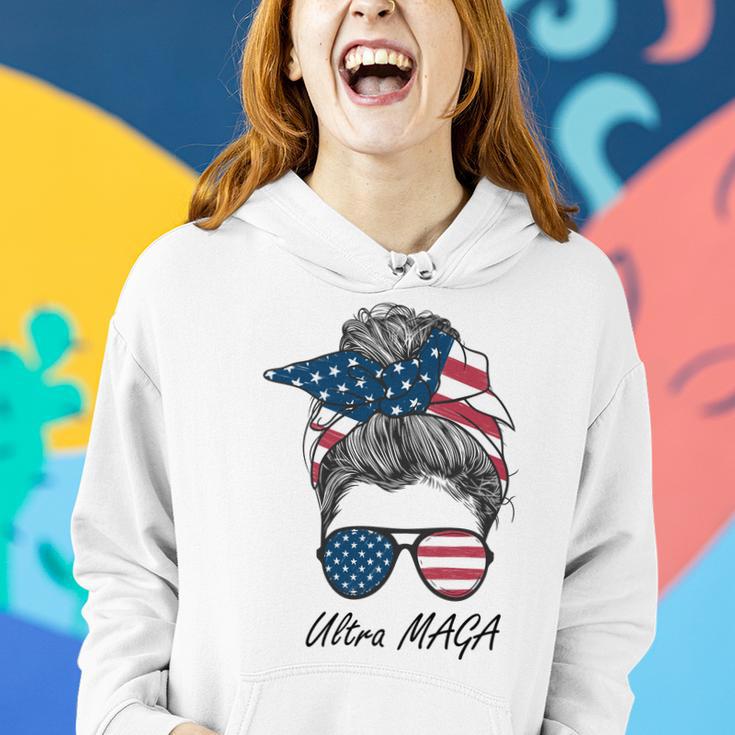 Ultra Maga Messy Bun Parody Trump 2024 Anti Biden Tshirt Women Hoodie Gifts for Her