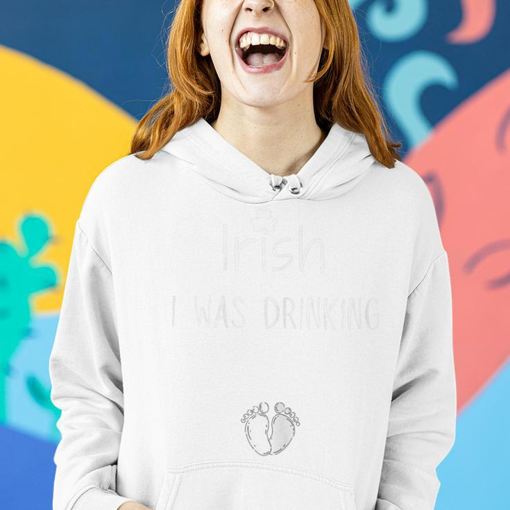 Womens Irish I Was Drinking Funny St Patricks Day Pregnant Women Hoodie Graphic Print Hooded Sweatshirt Gifts for Her