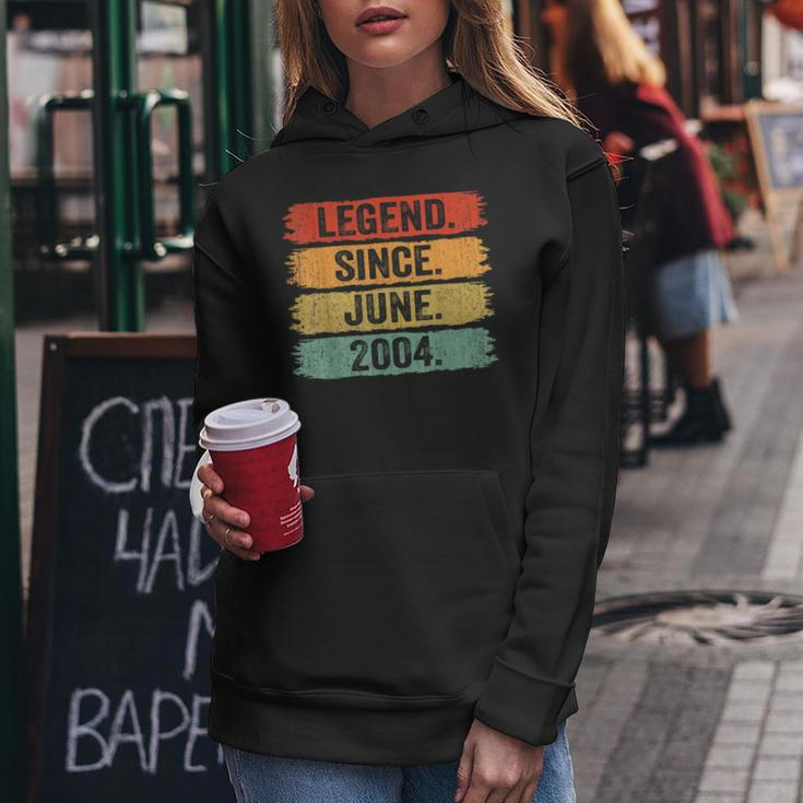 18Th Birthday Legend Since June 2004 18 Years Old Vintage Women Hoodie Personalized Gifts