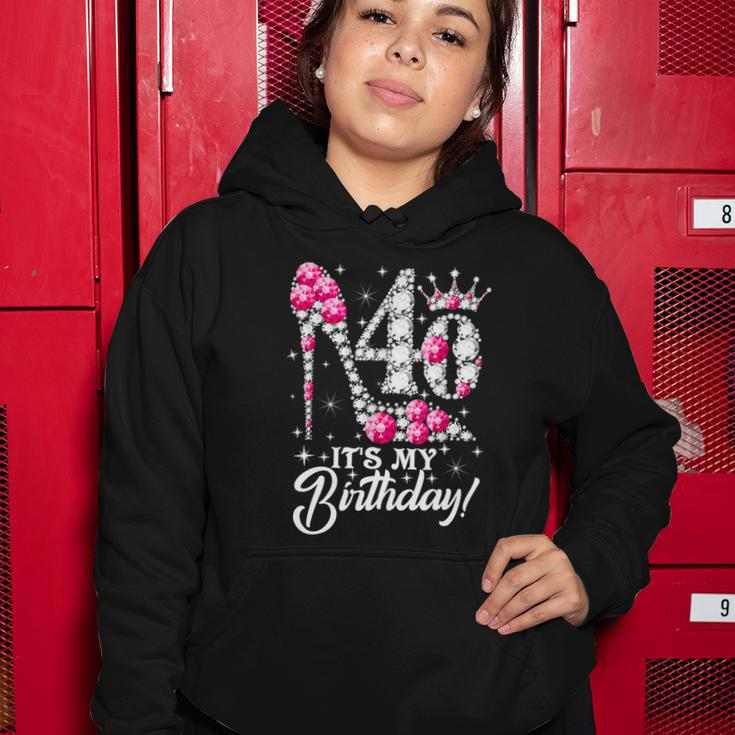 40 Years Old Its My 40Th Cool Gift Birthday Funny Pink Diamond Shoes Gift Women Hoodie Unique Gifts