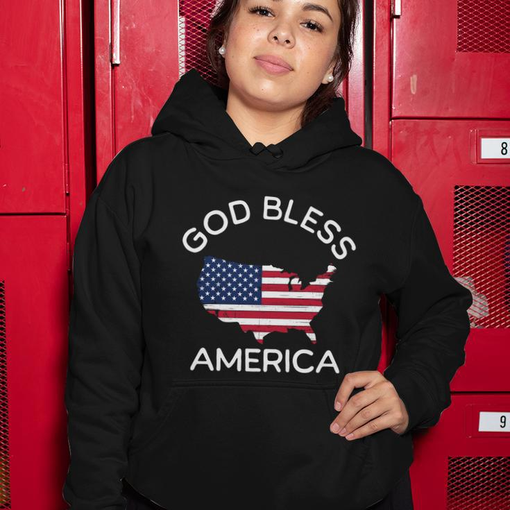 4Th Of July God Bless America Map Flag Patriotic Religious Gift Women Hoodie Unique Gifts