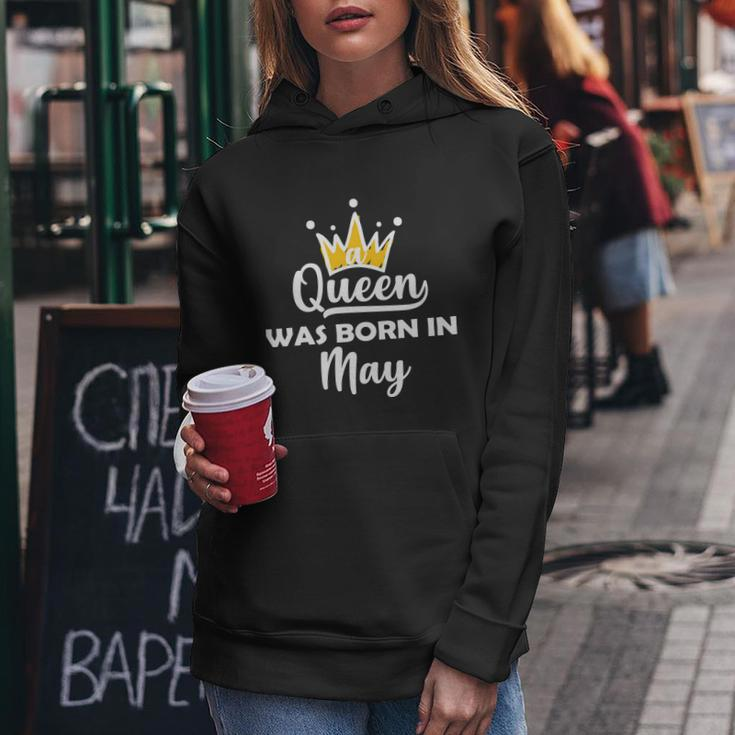A Queen Was Born In May Birthday Graphic Design Printed Casual Daily Basic Women Hoodie Personalized Gifts