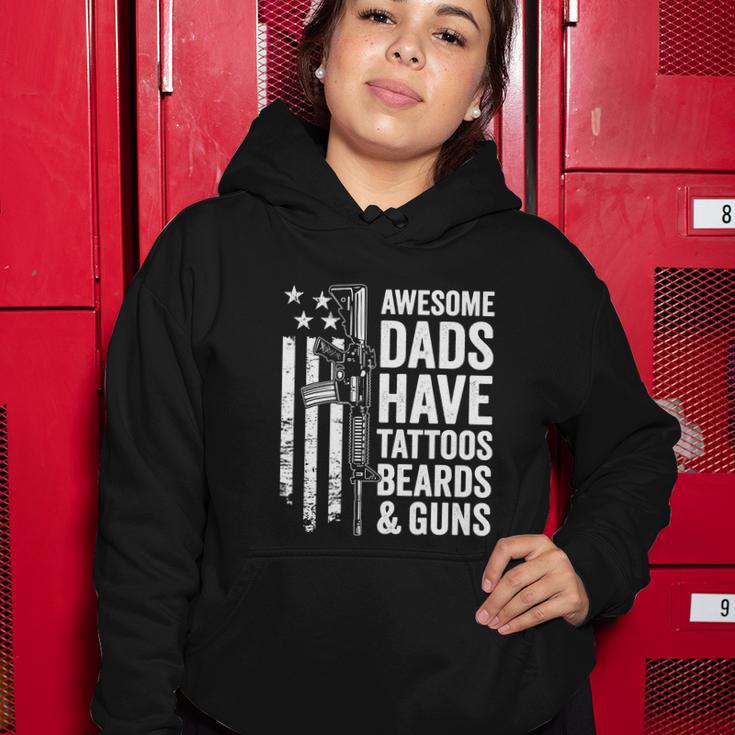 Awesome Dads Have Tattoos Beards Guns Fathers Day Women Hoodie Unique Gifts