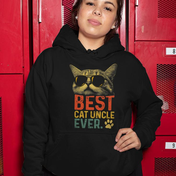 Best Cat Uncle Ever Vintage Cat Lover Cool Sunglasses Funny Women Hoodie Unique Gifts