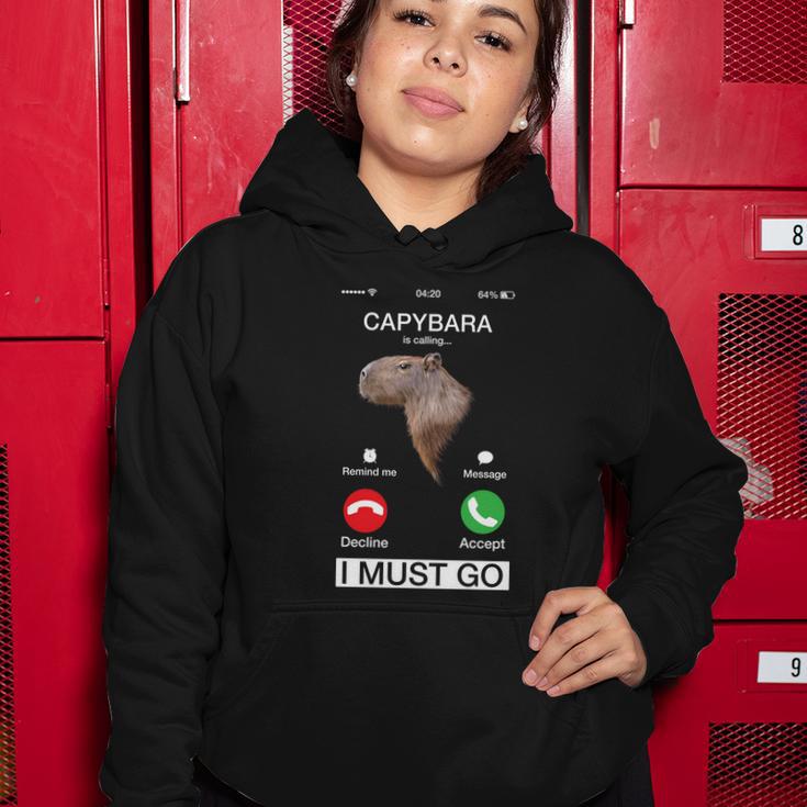 Capybara Is Calling Funny Capibara Rodent Animal Lover Humor Cute Gift Women Hoodie Unique Gifts