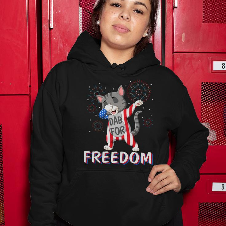Cat Dabbing Fireworks Freedom 4Th Of July Cat Women Hoodie Unique Gifts