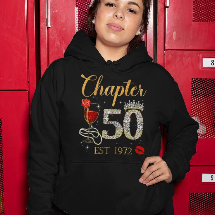 Chapter 50 Years Est 1972 50Th Birthday Red Rose Wine Crown Women Hoodie Unique Gifts