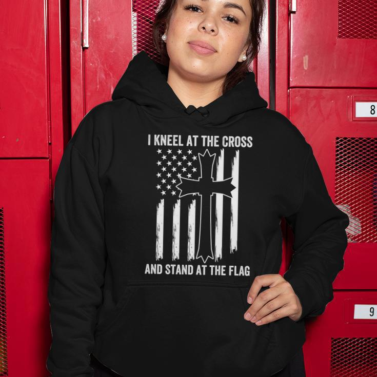 Christian I Kneel At The Cross And Stand At The Flag Gift Women Hoodie Unique Gifts