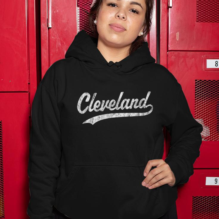 Cleveland Oh Vintage Baseball Sports Script Women Hoodie Unique Gifts