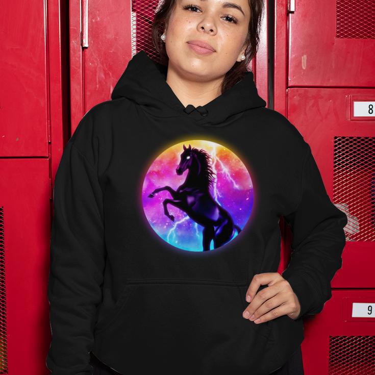 Colorful Retro 80S Eighties Lightning Galaxy Horse Women Hoodie Unique Gifts