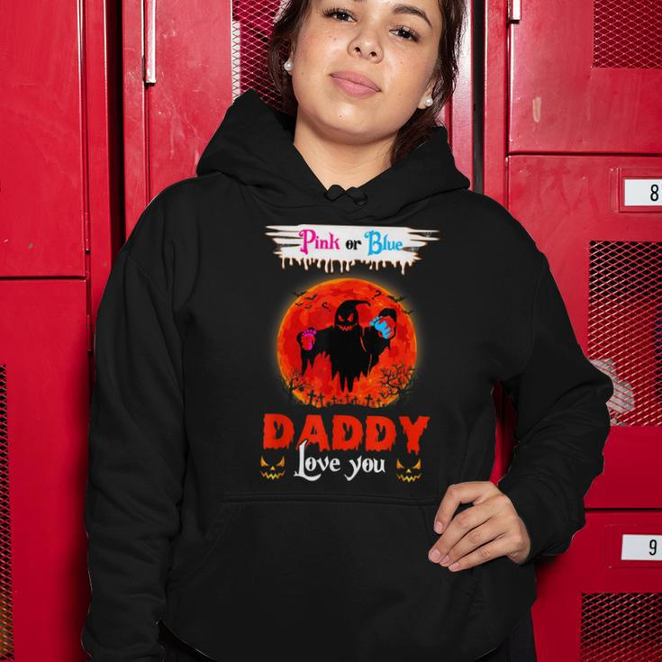 Daddy Pink Or Blue Gender Reveal Moon Witch Halloween Party Women Hoodie Funny Gifts