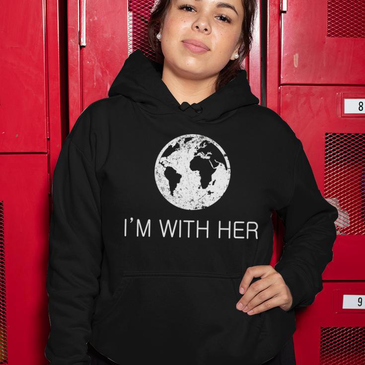 Distressed Earth Day Im With Her Science March Tshirt Women Hoodie Unique Gifts