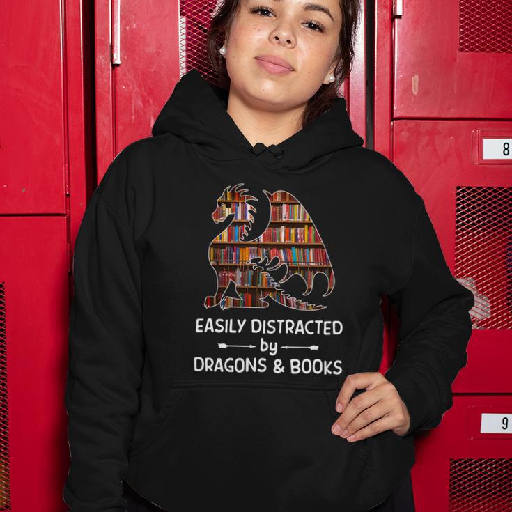 Easily Distracted By Dragon And Books Nerds Meaningful Gift Women Hoodie Unique Gifts