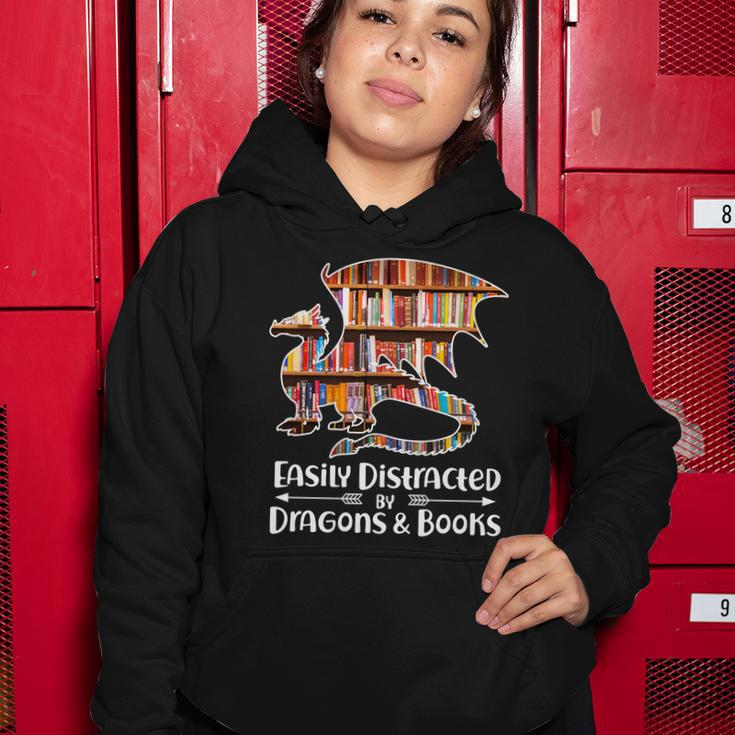 Easily Distracted By Dragons And Books V2 Women Hoodie Unique Gifts