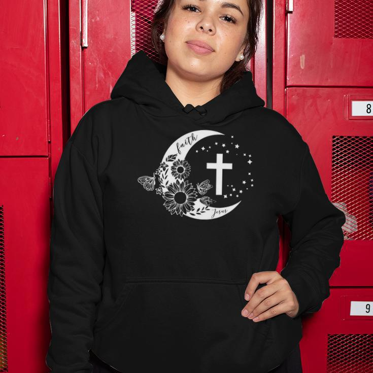Faith Cross Crescent Moon With Sunflower Christian Religious Women Hoodie Unique Gifts