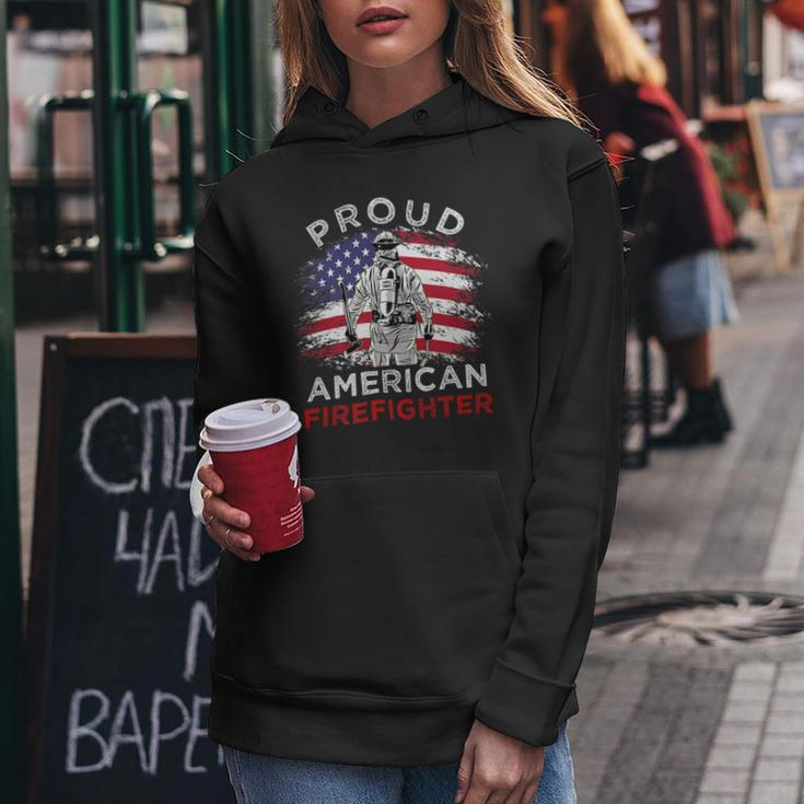 Firefighter Proud American Firefighter Vintage July 4Th For Firefighter V2 Women Hoodie Funny Gifts
