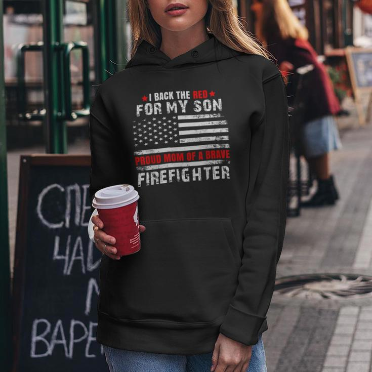 Firefighter Proud Mom Of Firefighter Son I Back The Red For My Son V2 Women Hoodie Funny Gifts