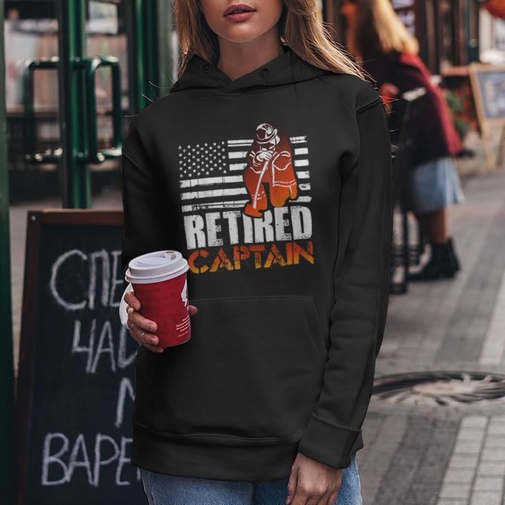 Firefighter Retired American Firefighter Captain Retirement Women Hoodie Funny Gifts