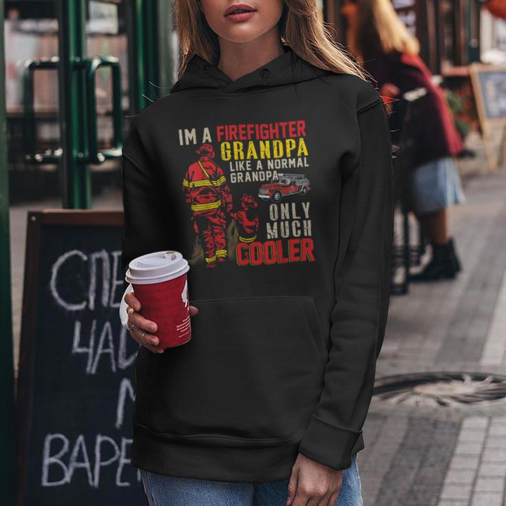 Firefighter Vintage Im A Firefighter Grandpa Definition Much Cooler Women Hoodie Funny Gifts