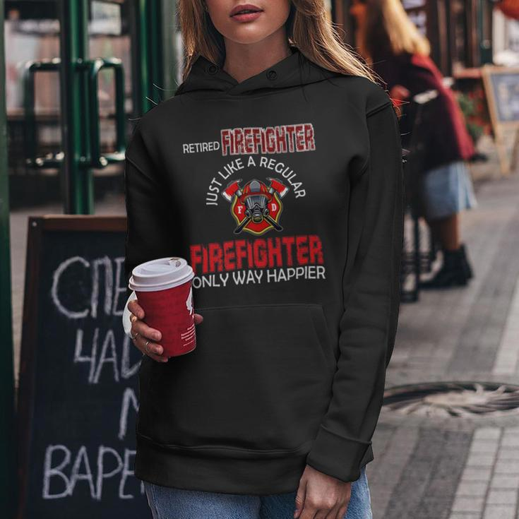 Firefighter Vintage Retired Firefighter Definition Only Happier Retire Women Hoodie Funny Gifts
