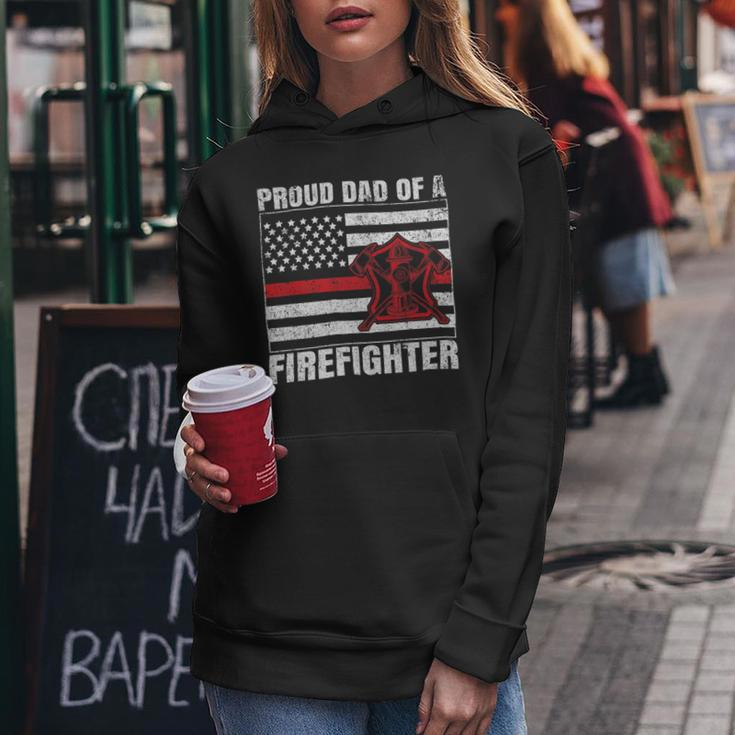 Firefighter Vintage Usa Flag Proud Dad Of A Firefighter Fathers Day Women Hoodie Funny Gifts