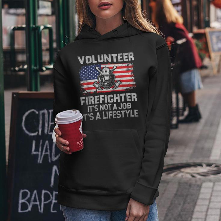 Firefighter Volunteer Firefighter Lifestyle Fireman Usa Flag V3 Women Hoodie Funny Gifts