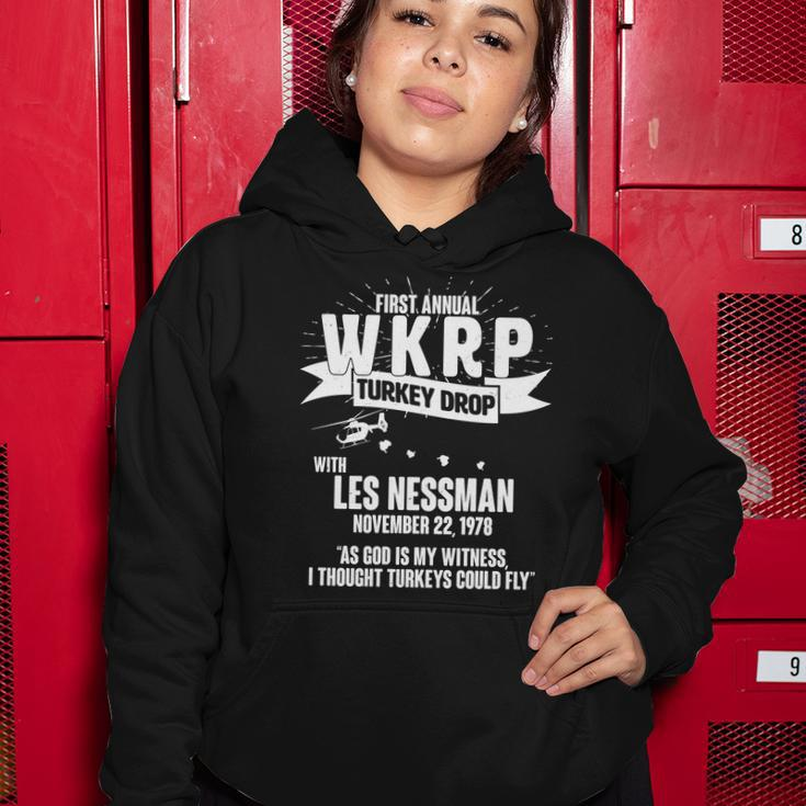 First Annual Wkrp Turkey Drop With Les Nessman Women Hoodie Unique Gifts