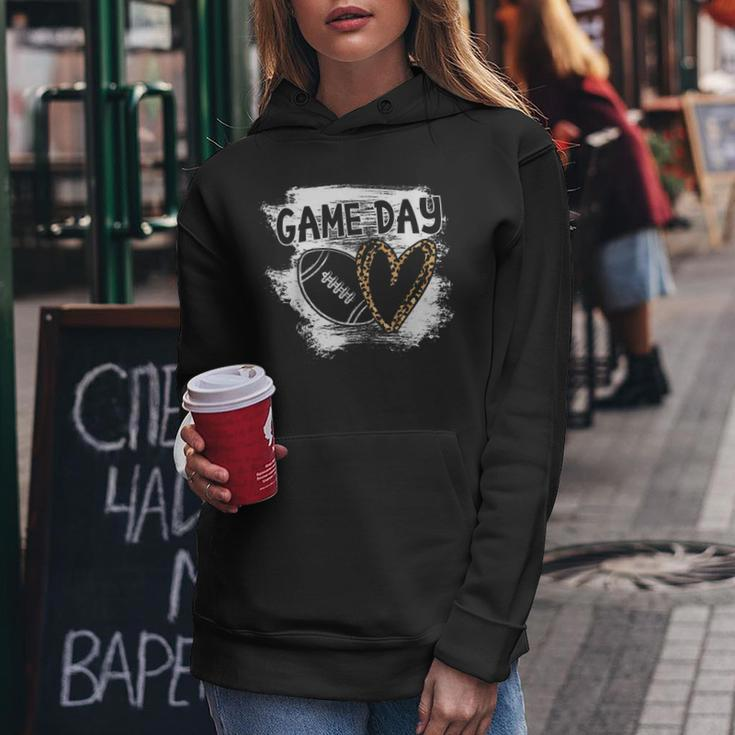 Football Player Mom Leopard Cheetah Game Day Football Fan Women Hoodie Graphic Print Hooded Sweatshirt Personalized Gifts