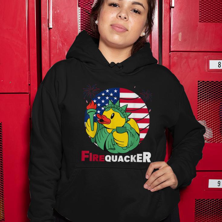 Funny Fourth Of July Usa Patriotic Firecracker Rubber Duck Funny Gift Women Hoodie Unique Gifts