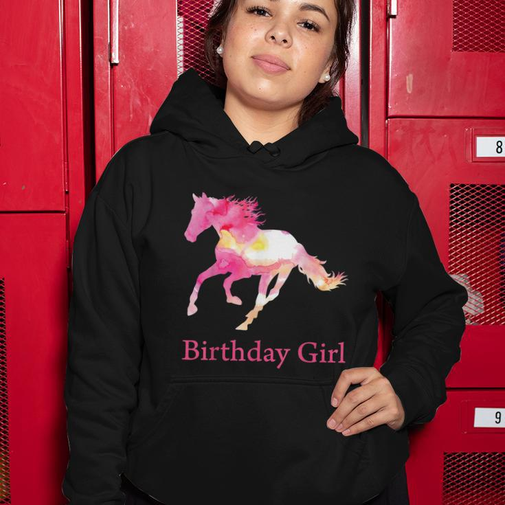 Funny Gift For Girls Kids Birthday Pink Watercolor Horse Gift Women Hoodie Unique Gifts