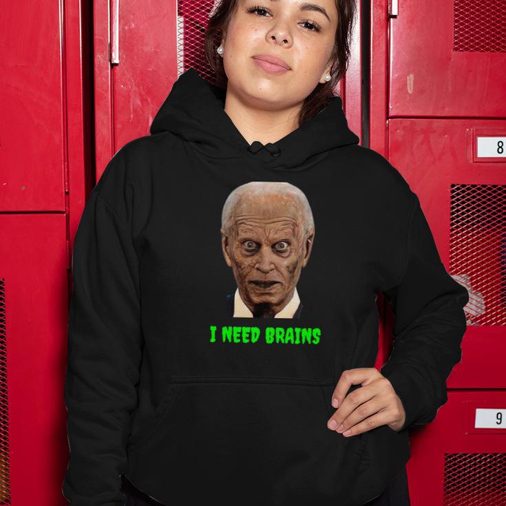 Funny Halloween Zombie Joe Biden I Need Brains Tshirt Women Hoodie Unique Gifts