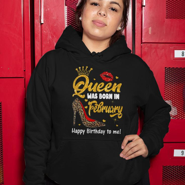 Funny Queen Was Born In February Happy Birthday To Me Leopard Shoe Gift Women Hoodie Unique Gifts