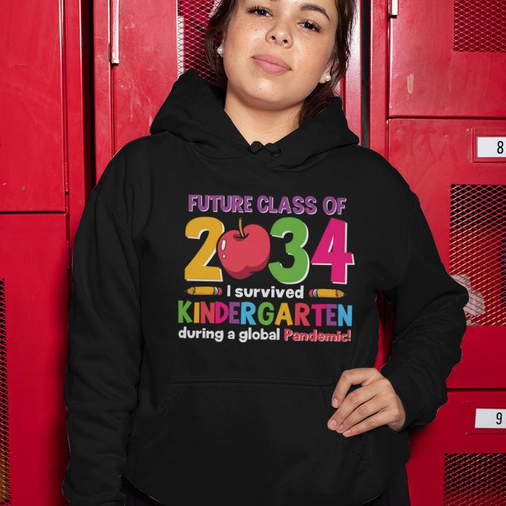 Future Class 2034 Survived Kindergarten Funny School Teacher Student Graphic Women Hoodie Unique Gifts