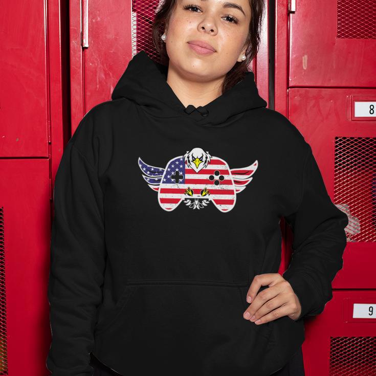 Gamer Funny 4Th Of July Video Game Eagle Women Hoodie Unique Gifts