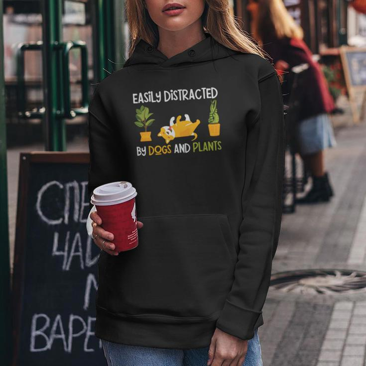 Gardening Easily Distracted By Dogs And Plants Women Hoodie Graphic Print Hooded Sweatshirt Funny Gifts