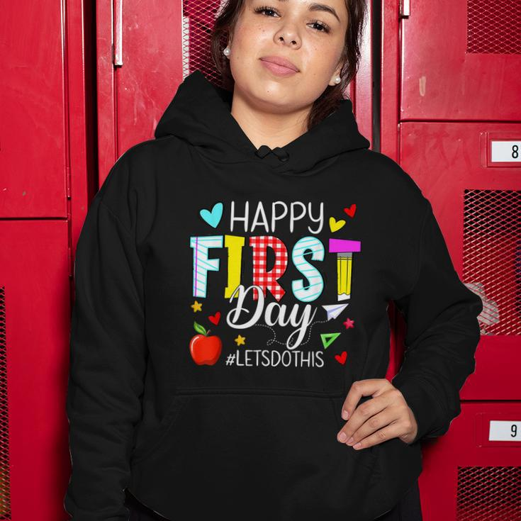 Happy First Day Lets Do Welcome Back To School Teacher Women Hoodie Unique Gifts